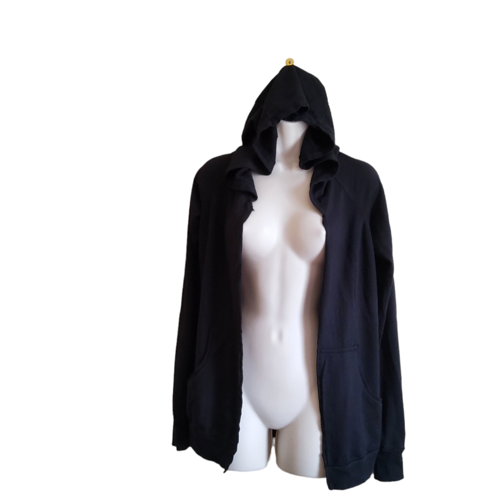 Hoodie Long Sleeve Open Cardigan Sweater Size XS Black New